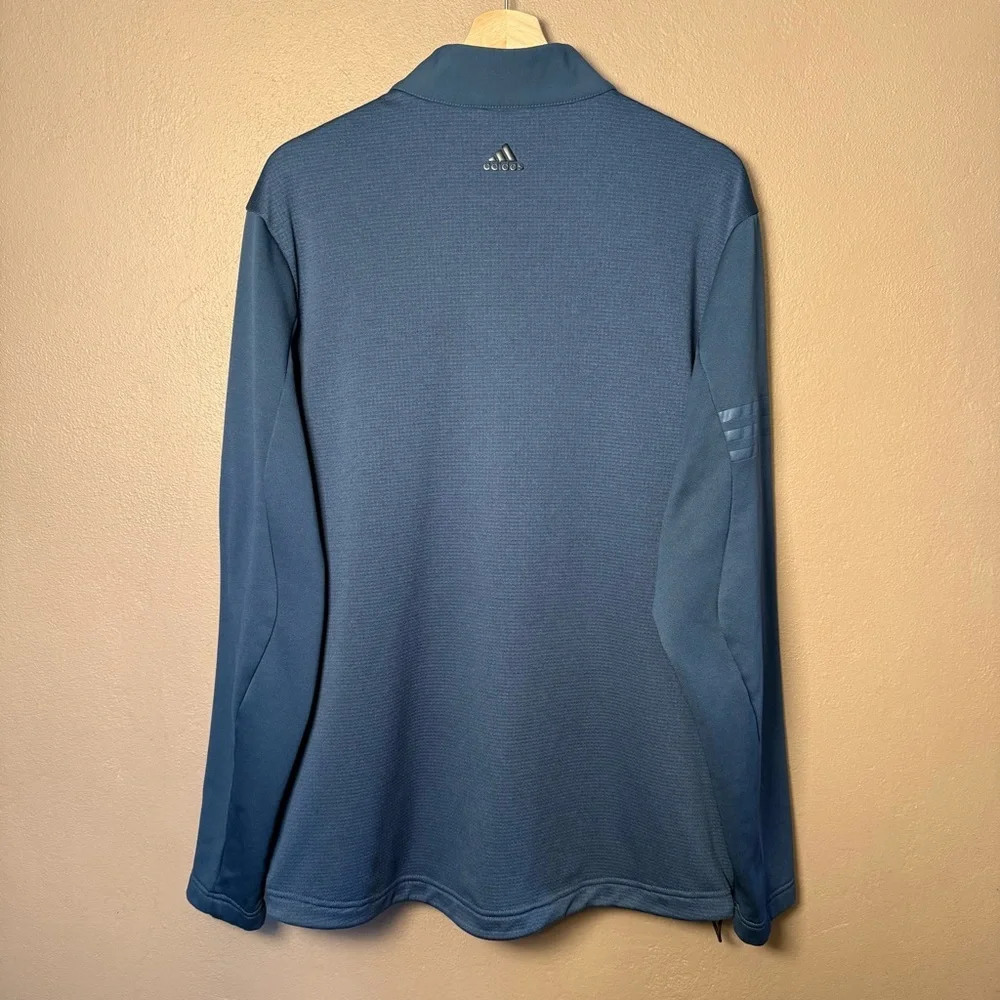 Adidas Golf Mens Climastorm Hybrid Heathered Zip Up Jacket Mineral Blue Sz Large